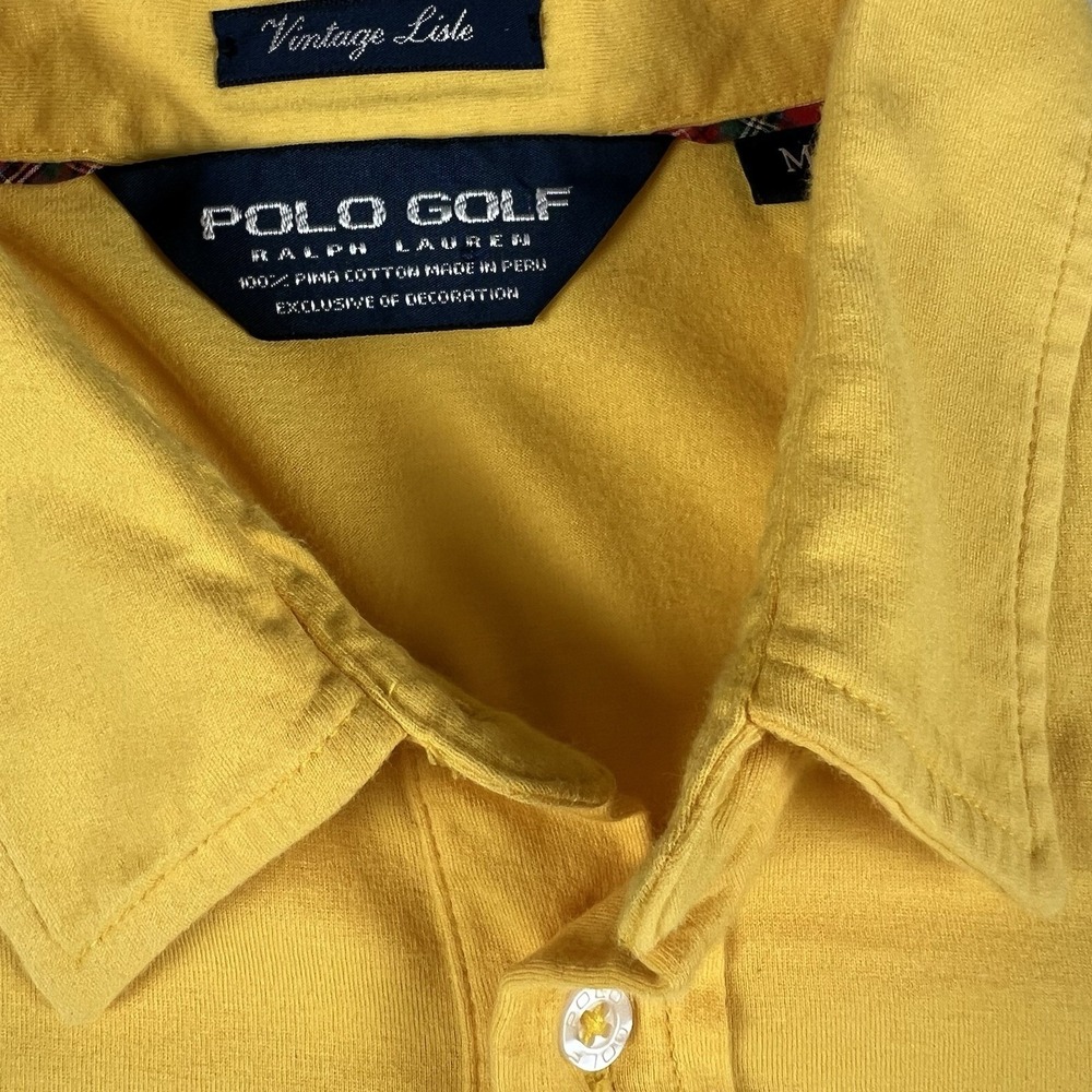Vintage Lisle Cotton Yellow Ralph Lauren Polo Medium Rare